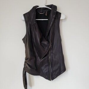 Women's Black Leather Vest